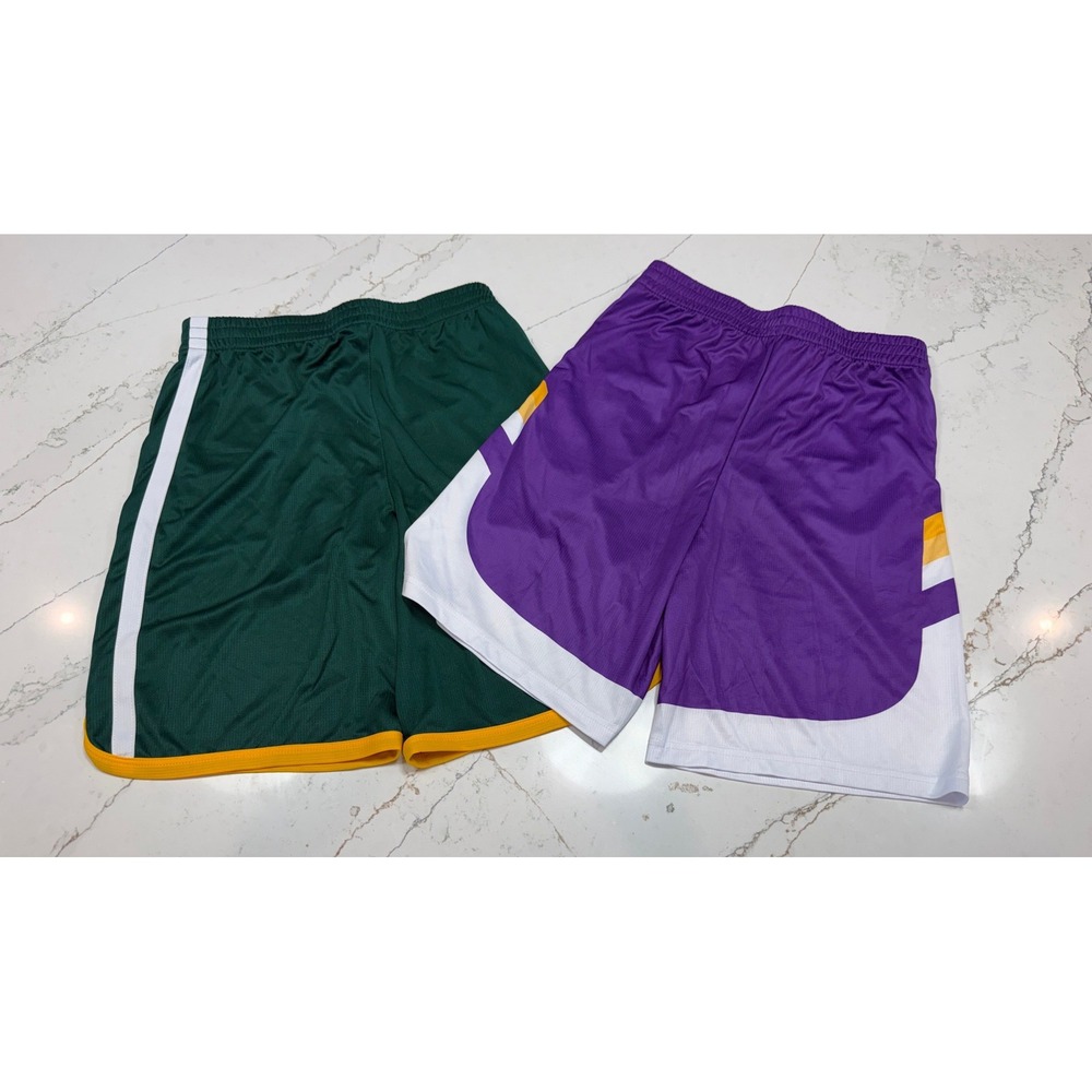 Liberty Pro Kids Youth LG Basketball Shorts Bundle Green Purple Mesh YL 2pk NWOT